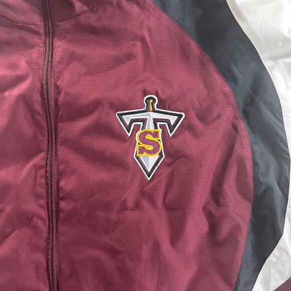 Teamwork Sport Jacket Size XL Red Long Sleeve Sweatshirt Zip Up Front Pockets - Picture 4 of 12